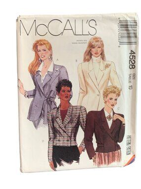 McCalls 4528 Womens Jacket Sewing Pattern Size 10 Uncut